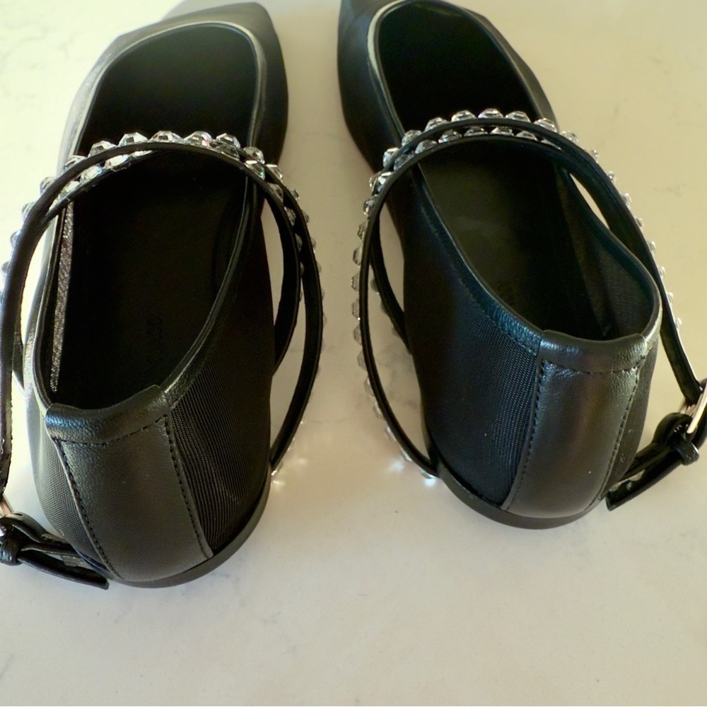 NIB Amina Muaddi Ane Ankle Strap Mesh ballet flat Size: 8.5 US/ 38 1/2” EU - Picture 3 of 5